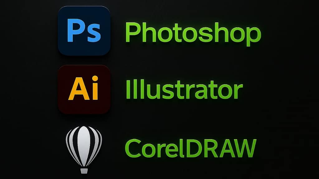 Photoshop, Illustrator, and CorelDRAW