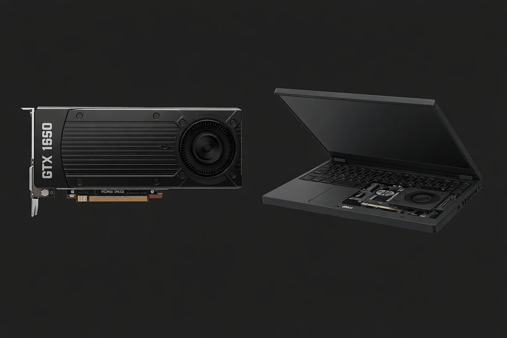 Desktop GTX 1650 next to laptop GTX 1650